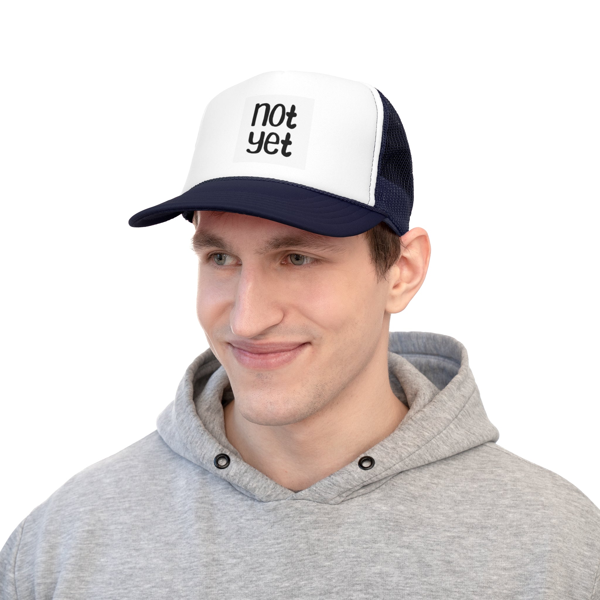 Not Yet Trucker Cap - Motivational Black and White Hat for Everyday Wear image 13