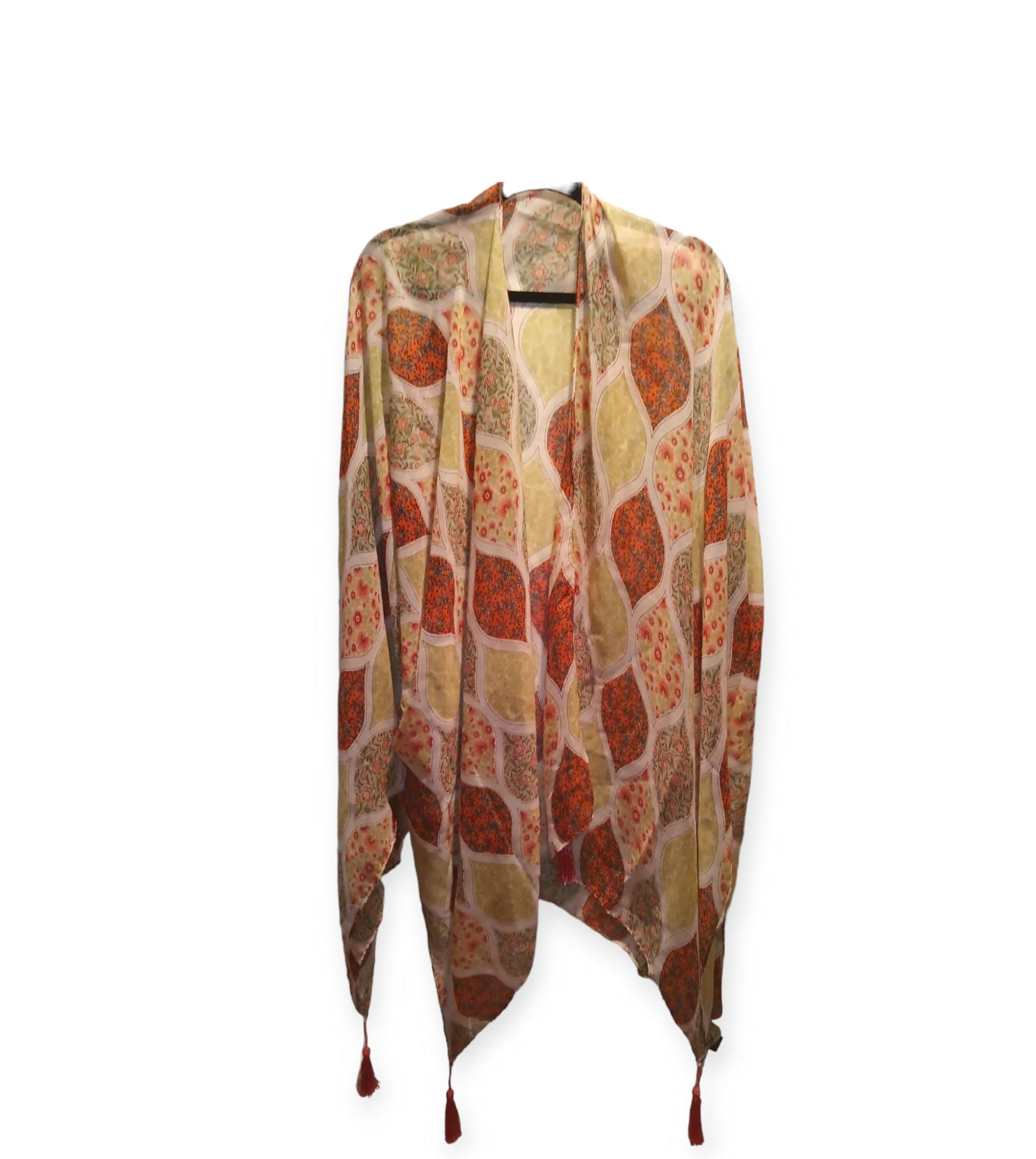 Moroccan Tile Coral Print Ruana image 0