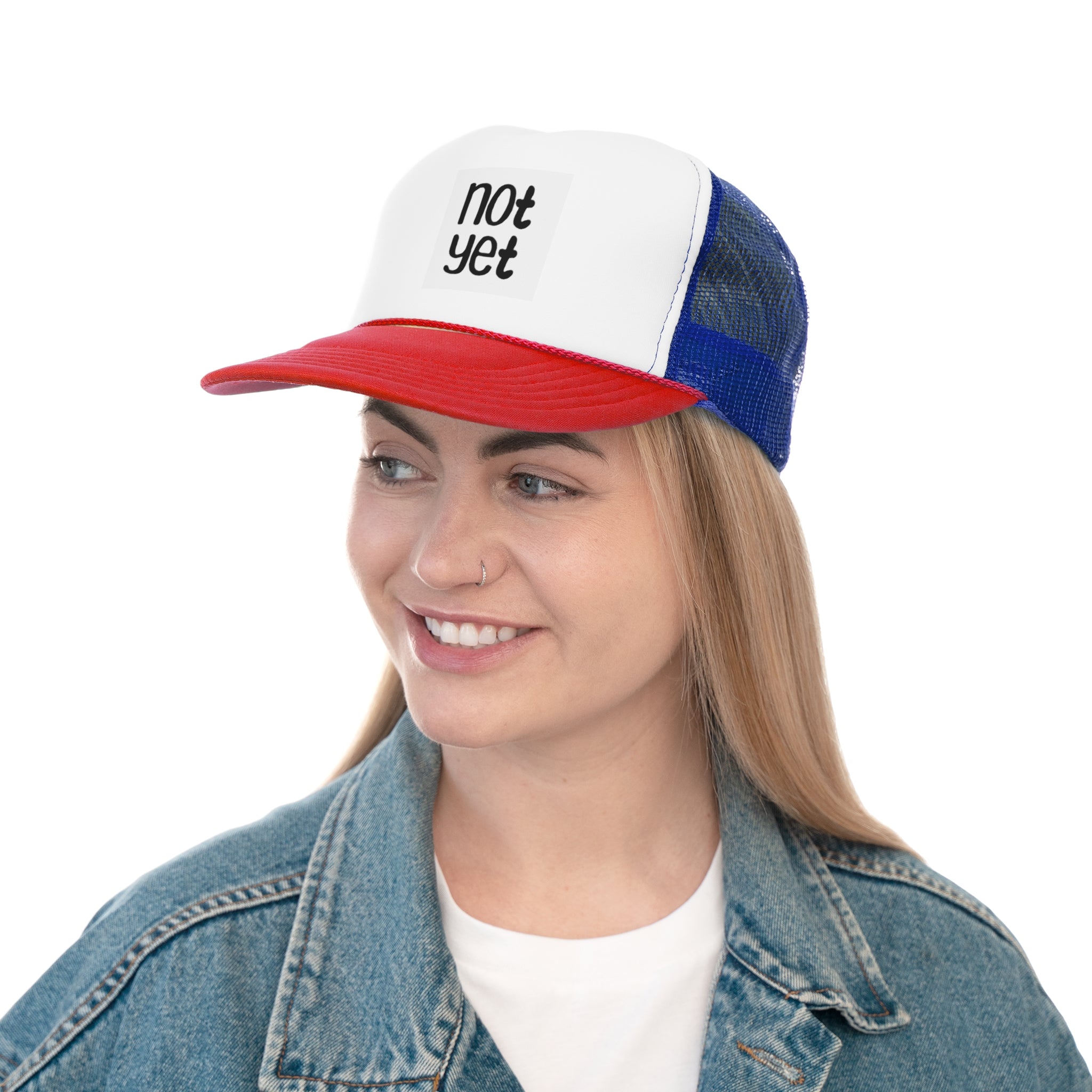 Not Yet Trucker Cap - Motivational Black and White Hat for Everyday Wear image 9