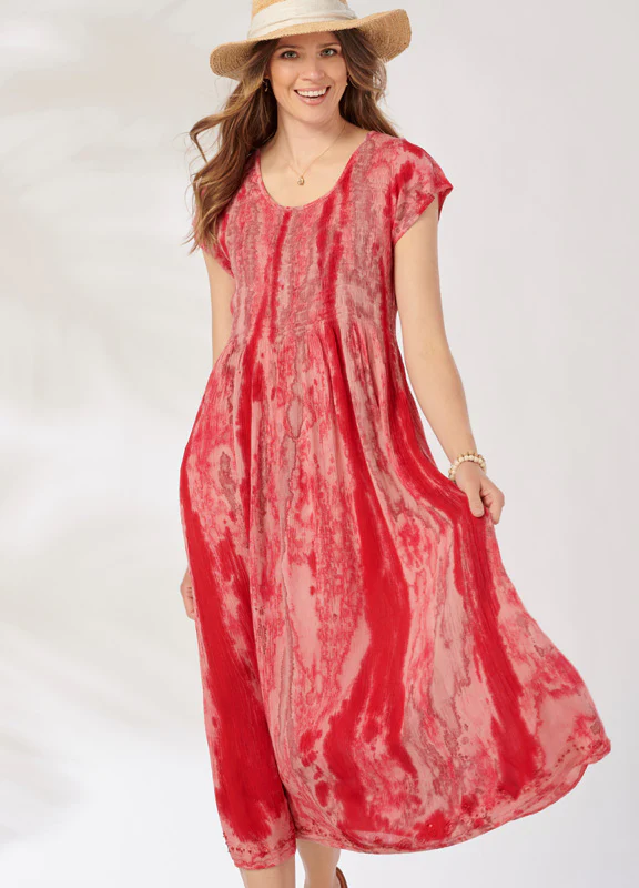 Tie-Dyed Cap Sleeve Resort Dress 3 Colors image 1